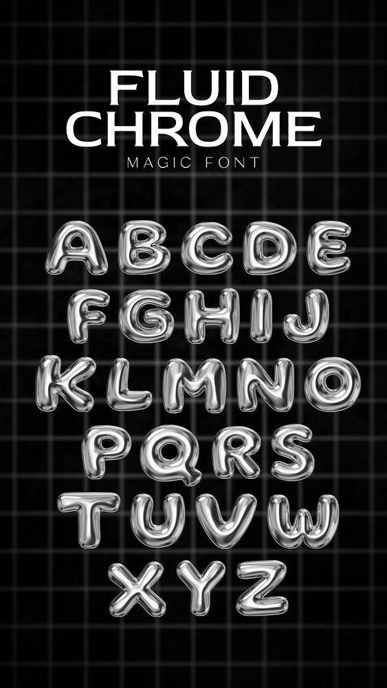 Fluid silver chrome fonts Pinterest | Premium Editable Design - rawpixel