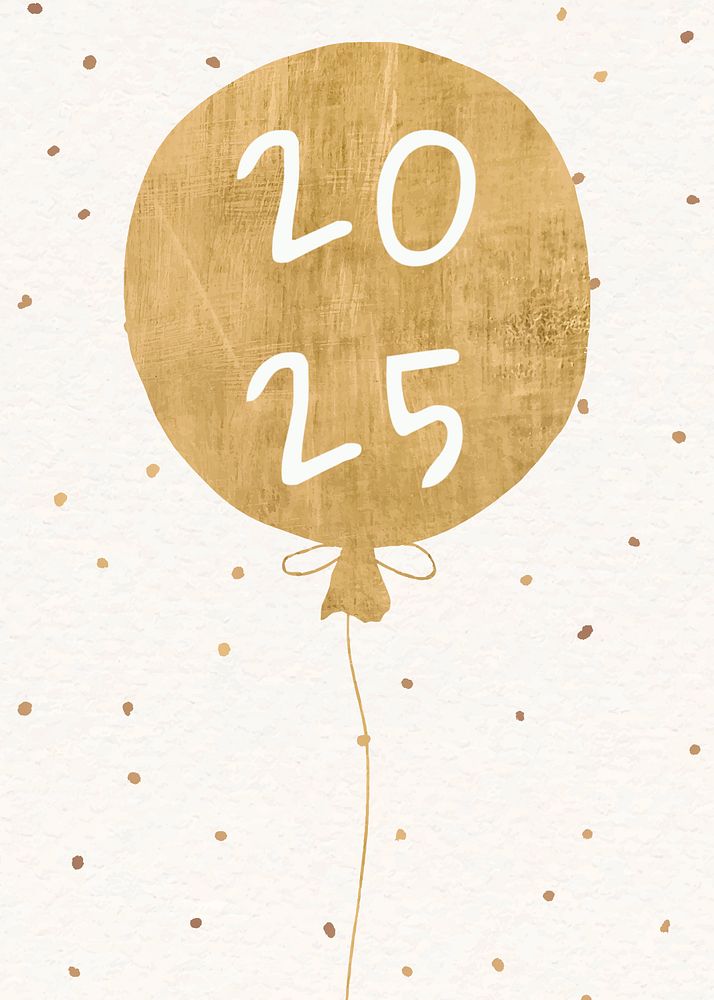 New Year invitation card template, balloon editable design