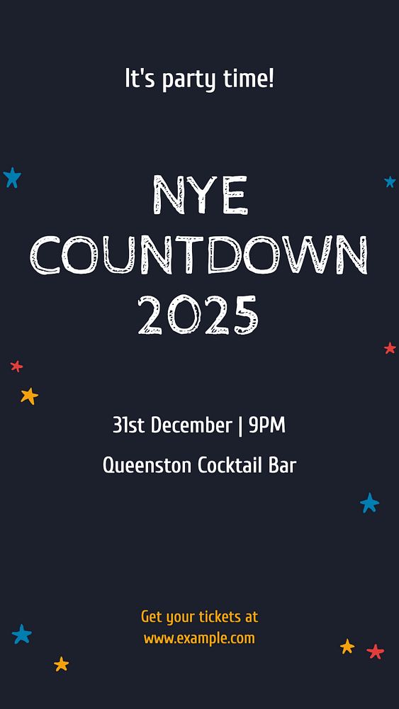 NYE countdown Instagram story template, editable text