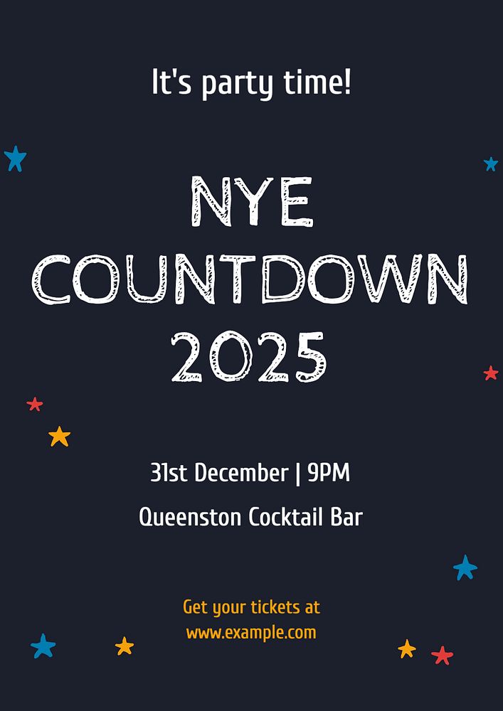 NYE countdown poster template, editable text and design