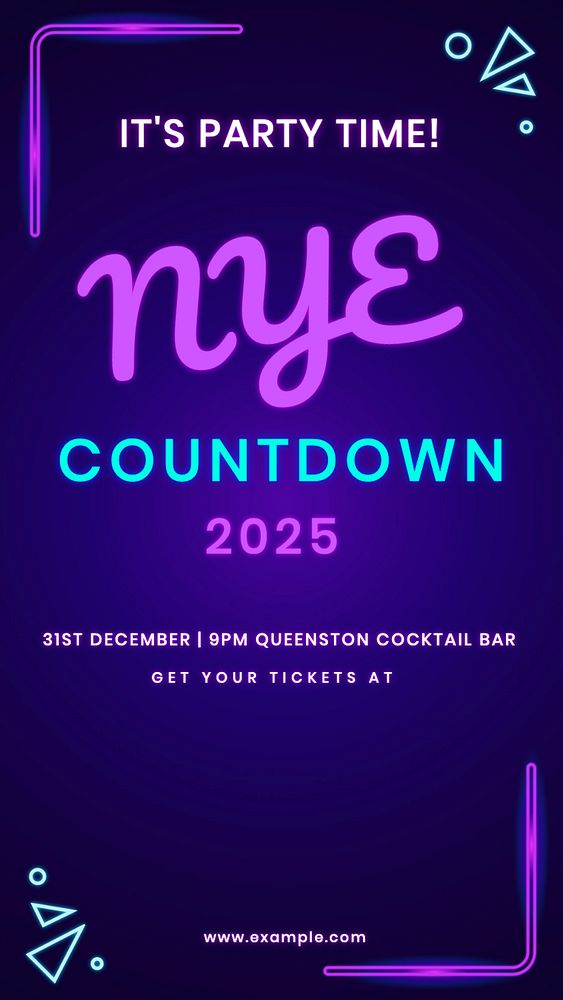 NYE countdown Instagram story template, editable text