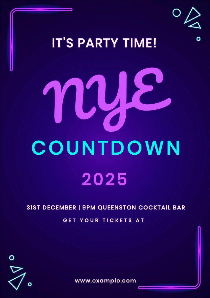 NYE countdown poster template, editable text & design