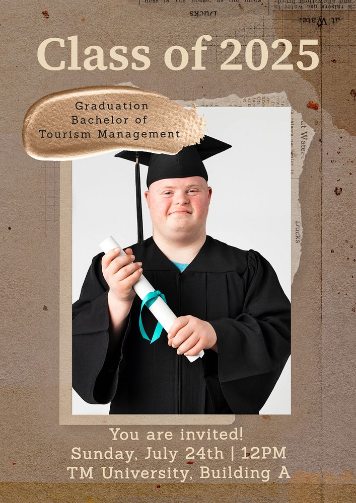 Graduation invitation  poster template, editable text and design