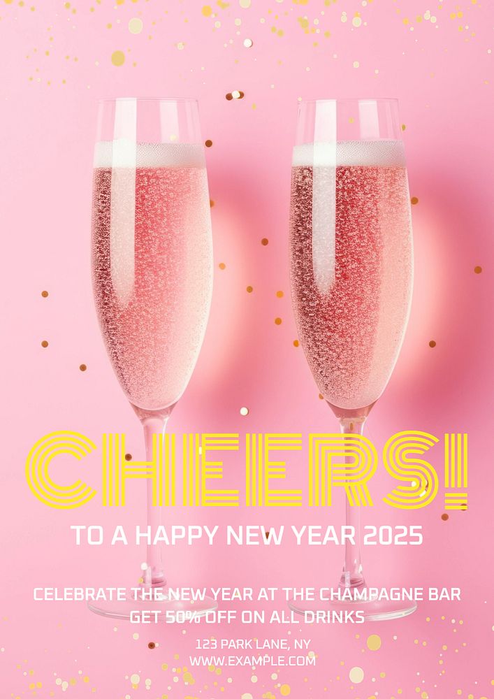 New Year cheers poster template, editable text and design