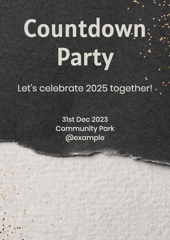 Countdown party poster template, editable text and design