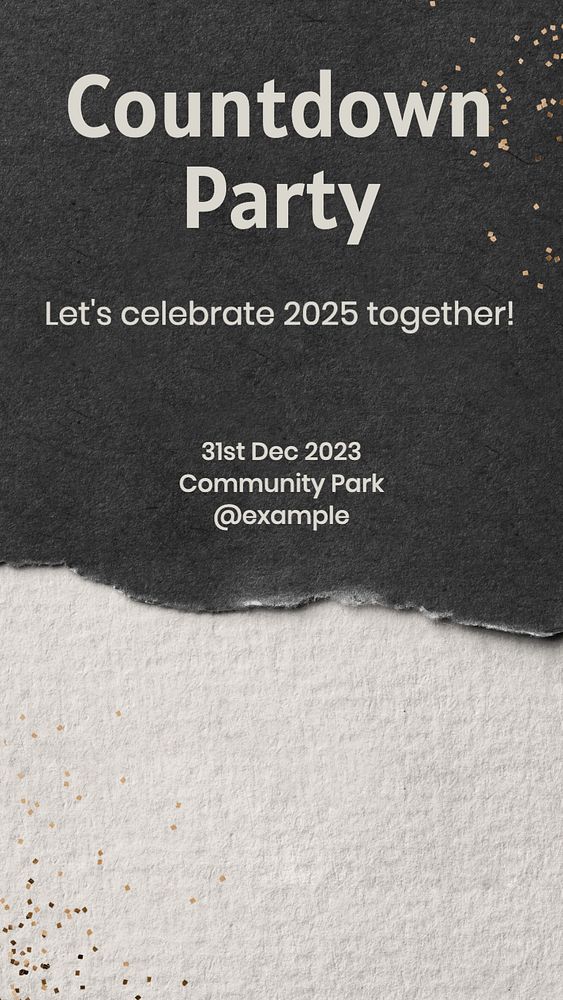 Countdown party Instagram story template, editable text