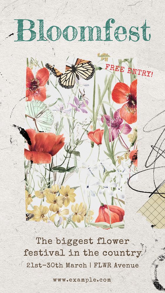Flower shop Facebook story template, editable design