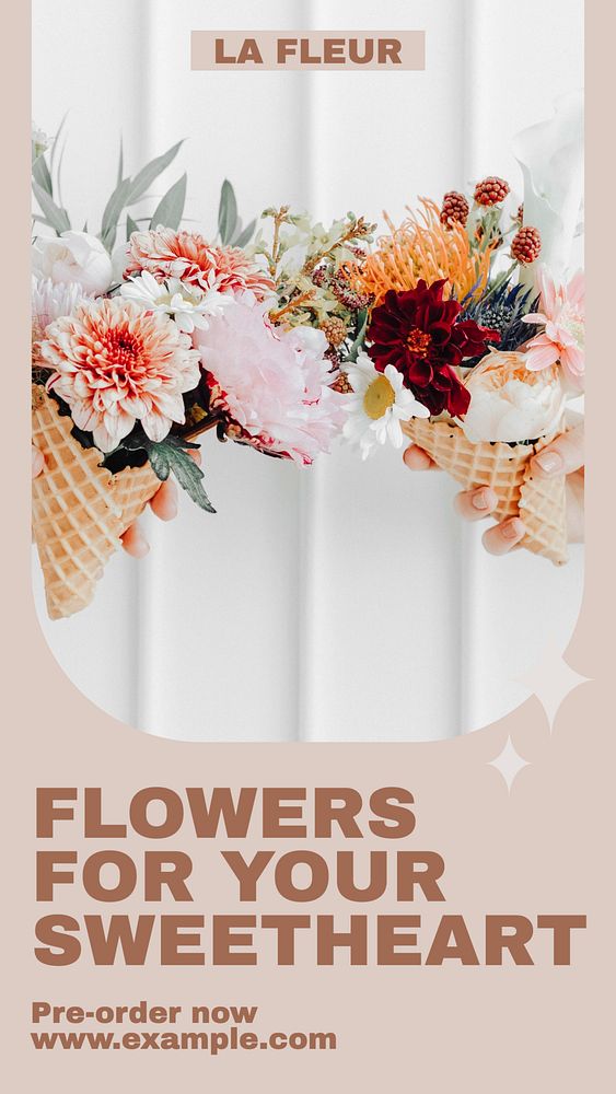 Flowers for love social story template, editable Instagram design