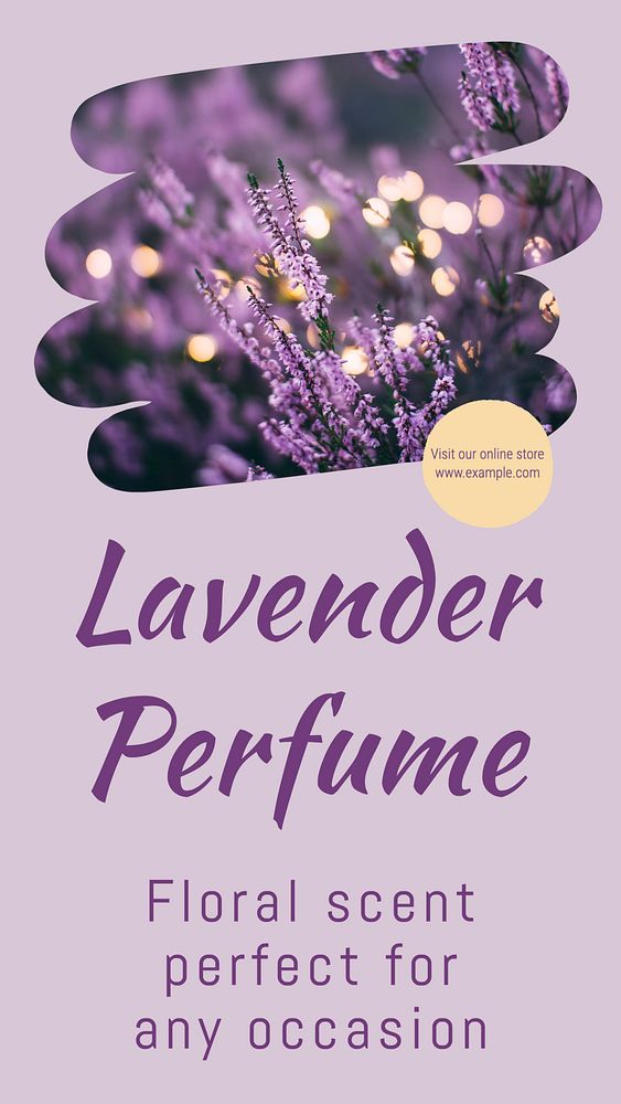 Lavender perfume  Instagram story template, editable text