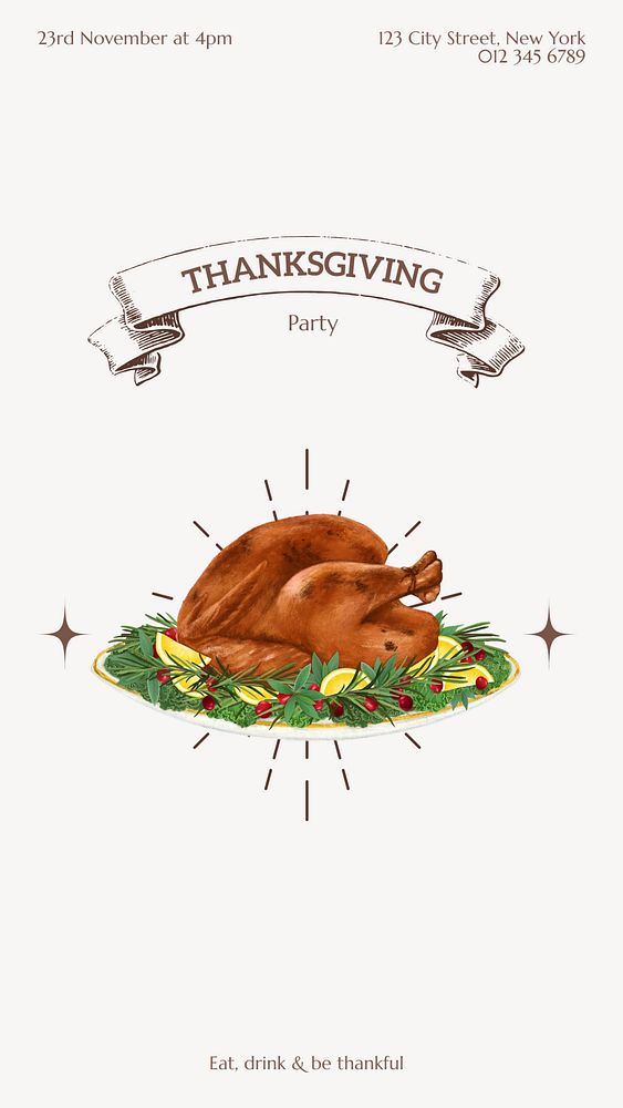 Thanksgiving party Facebook story template