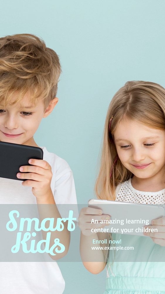 Smart kids  Instagram story template, editable text