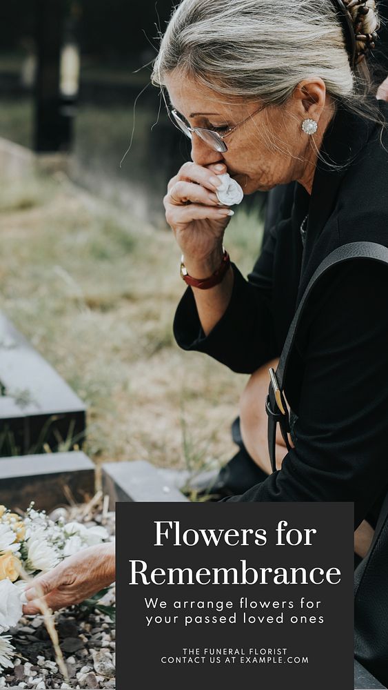 Funeral flowers  Instagram story template, editable text