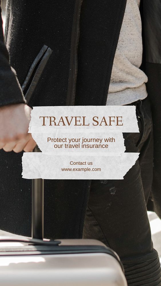 Travel insurance  Instagram story template, editable text