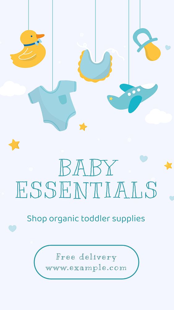 Baby essentials  Instagram story template, editable text