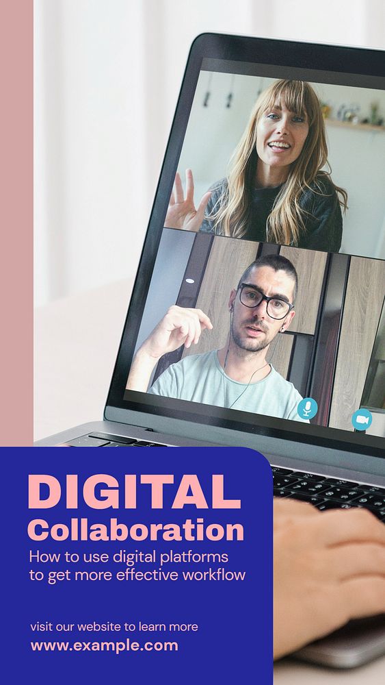 Digital collaboration  Instagram story template, editable text