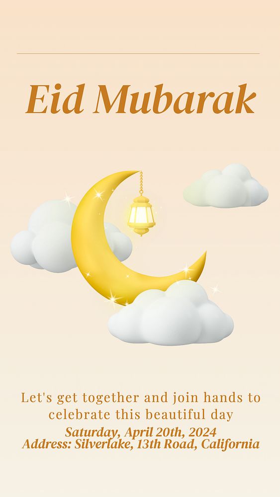 Eid mubarak  Instagram story template, editable text