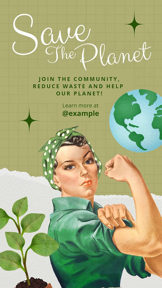 Save the planet  Instagram story template, editable text