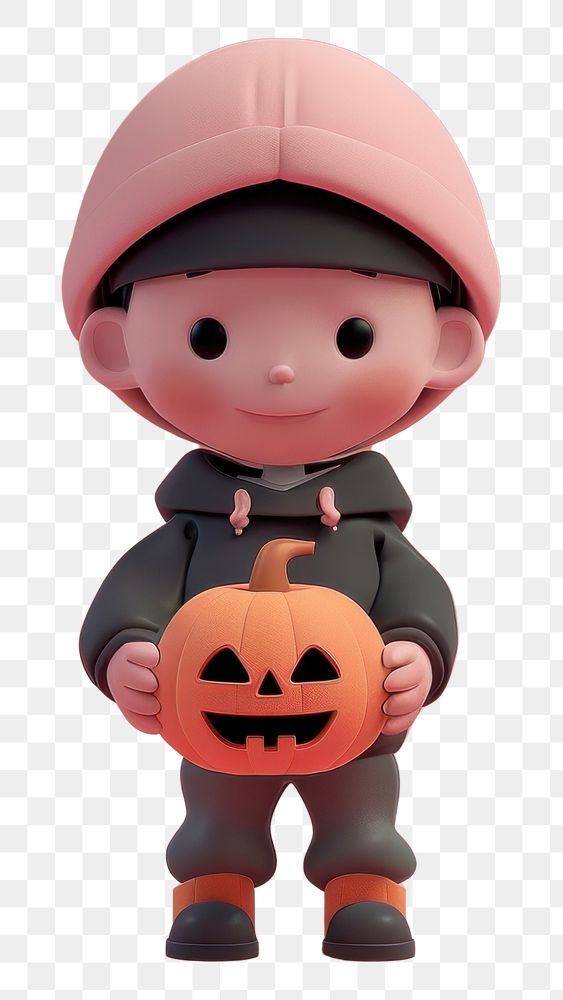 PNG Kid holding halloween pumpkin figurine person human.