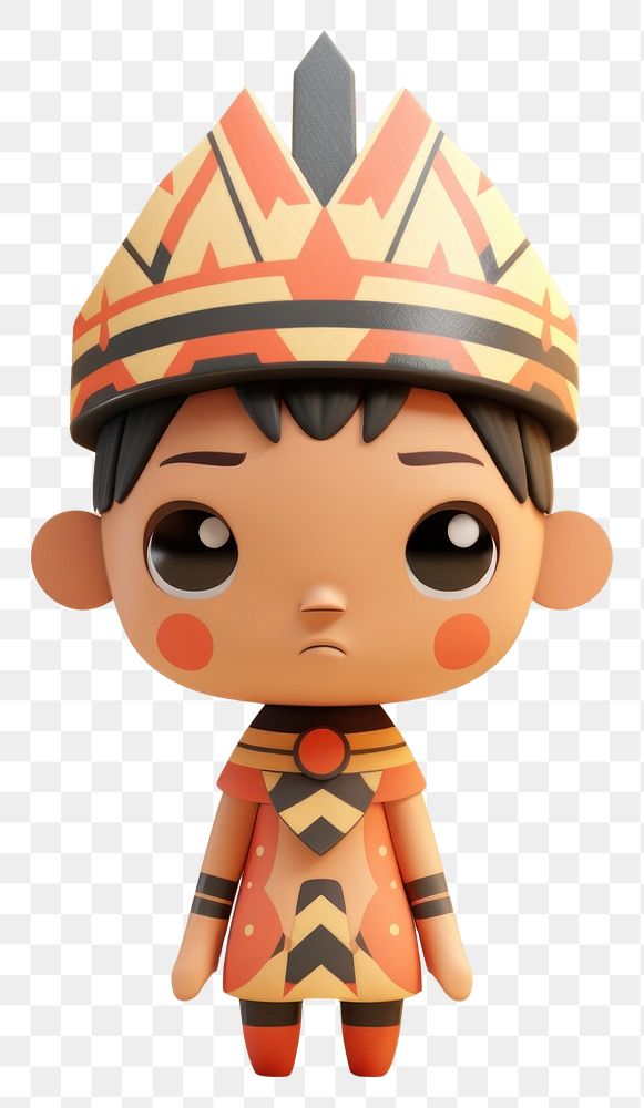 PNG 3d render cute tribal person figurine human baby.