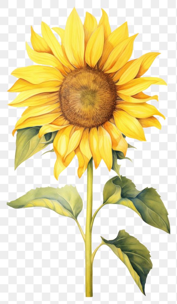 PNG Illustration of sunflower blossom plant.