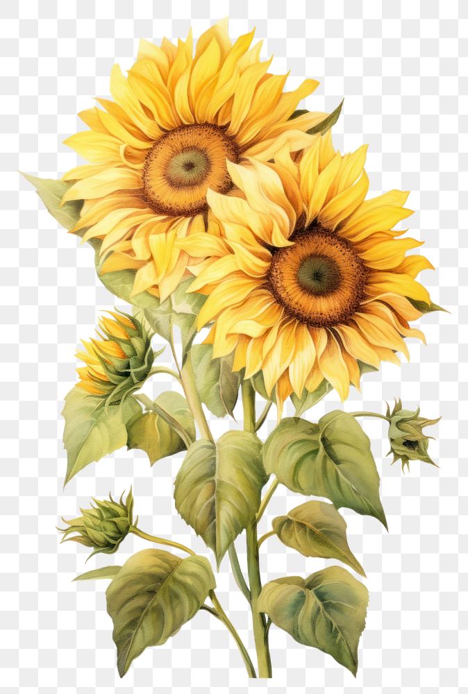 PNG Illustration of sunflowers blossom plant.