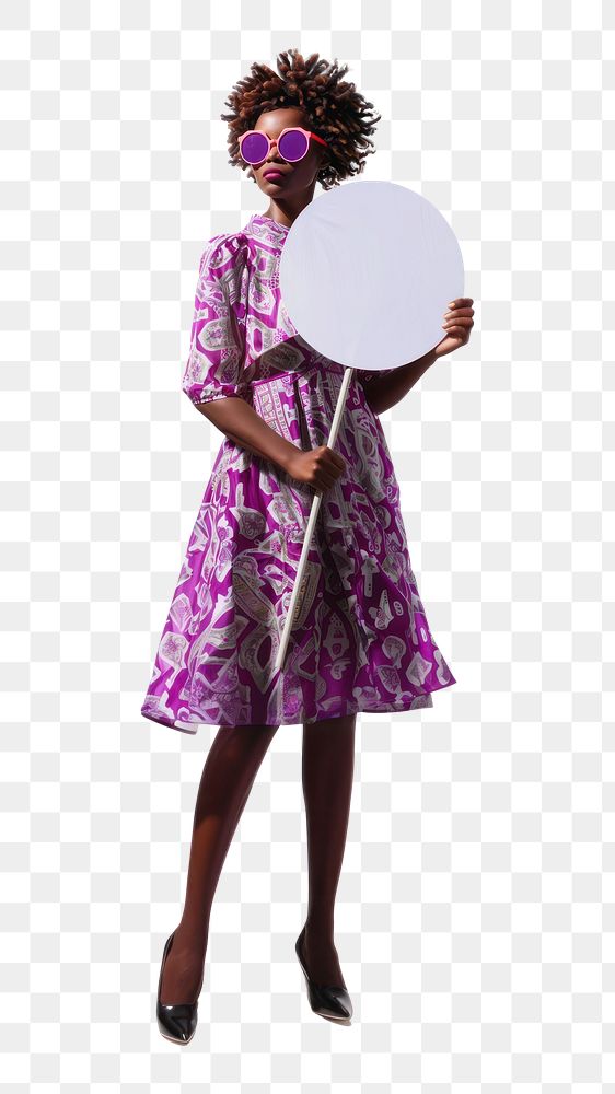 PNG Woman holding giant sign photography fashion dress.