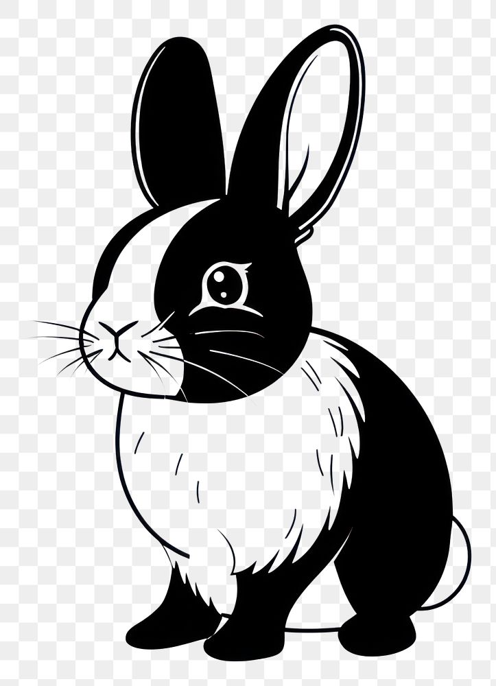 PNG Cute rabbit stencil animal mammal.
