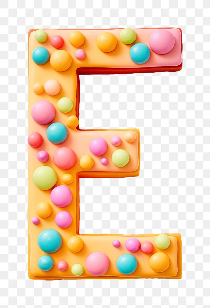 Letter E png cookie art alphabet, transparent background
