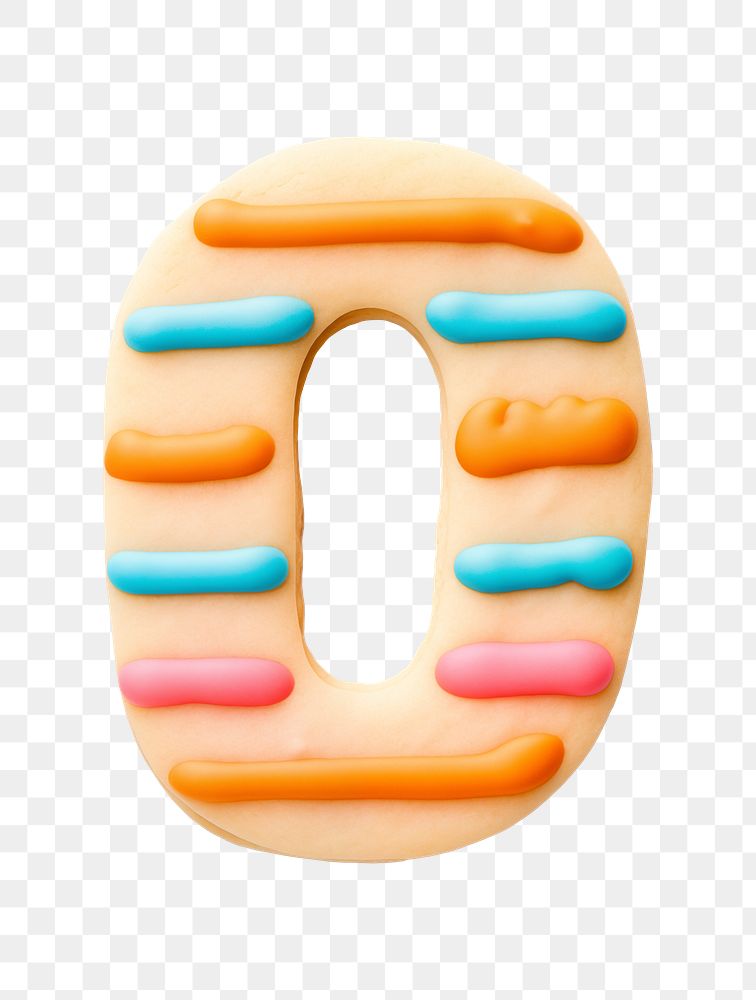 Number 0 png cookie art font, transparent background