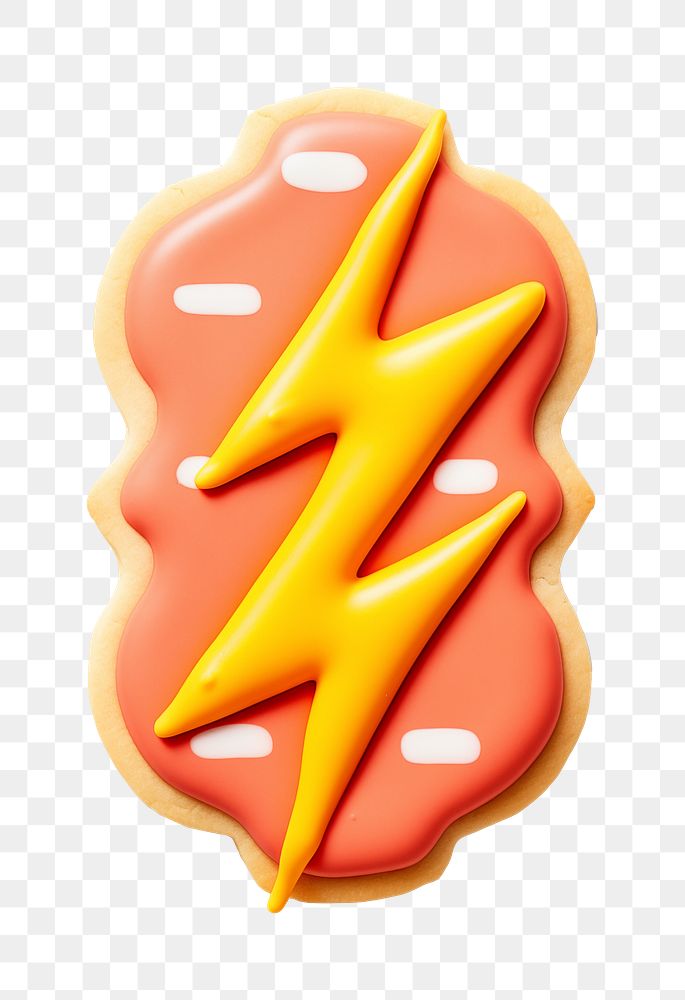 Lightning icon png cookie art shape, transparent background