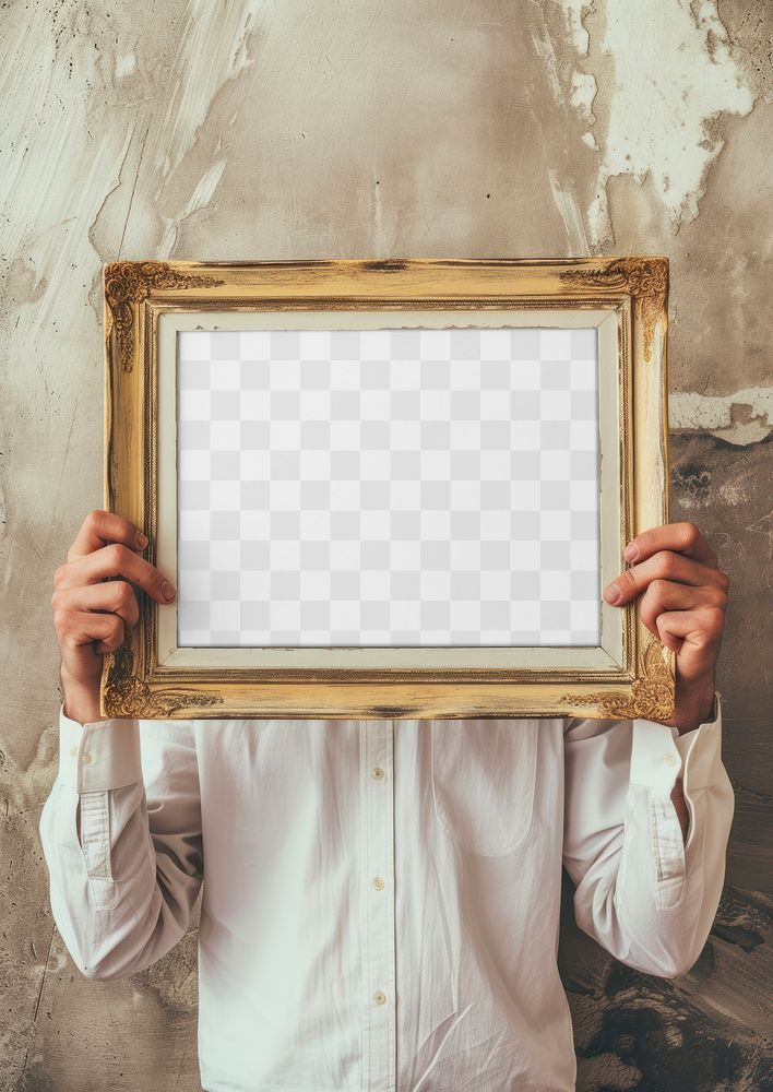 PNG vintage picture frame mockup, transparent design