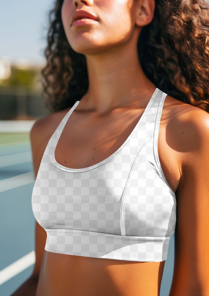 PNG women's sports bra mockup, transparent design