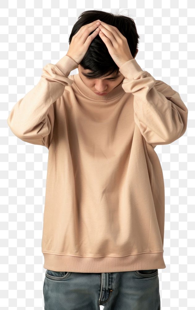 PNG Cream hispanic men mockup person sweatshirt clothing.
