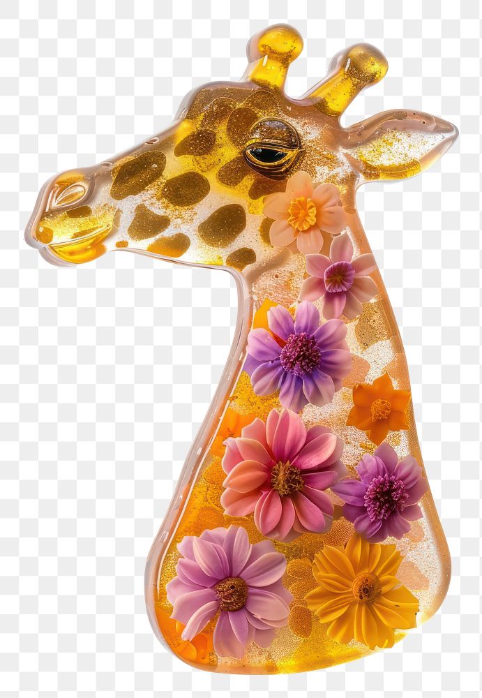 PNG Flower resin giraffe shaped art accessories accessory.