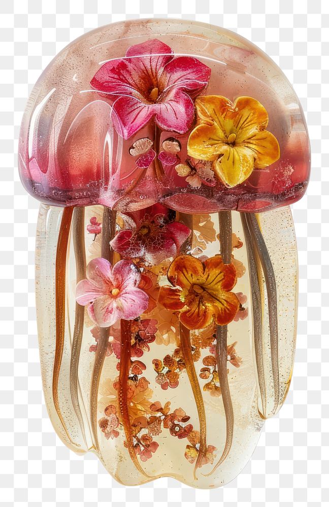 PNG Flower resin jellyfish shaped accessories accessory jewelry.