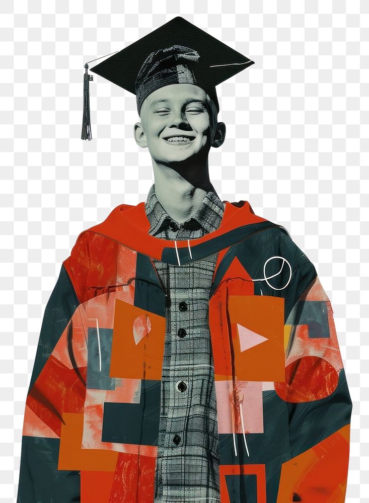 PNG Head of smiling graduation kid portrait jacket photo.