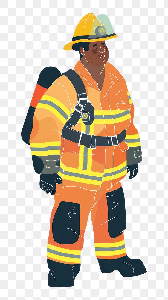PNG Cute African American fireman illustration lifejacket clothing apparel.