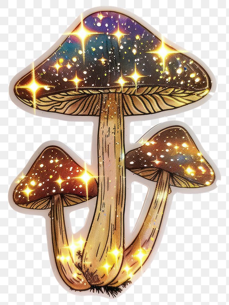 PNG Glitter mushroom flat sticker accessories accessory symbol.
