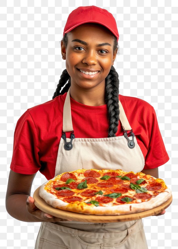 PNG Deliverywoman holding pizza person human food.