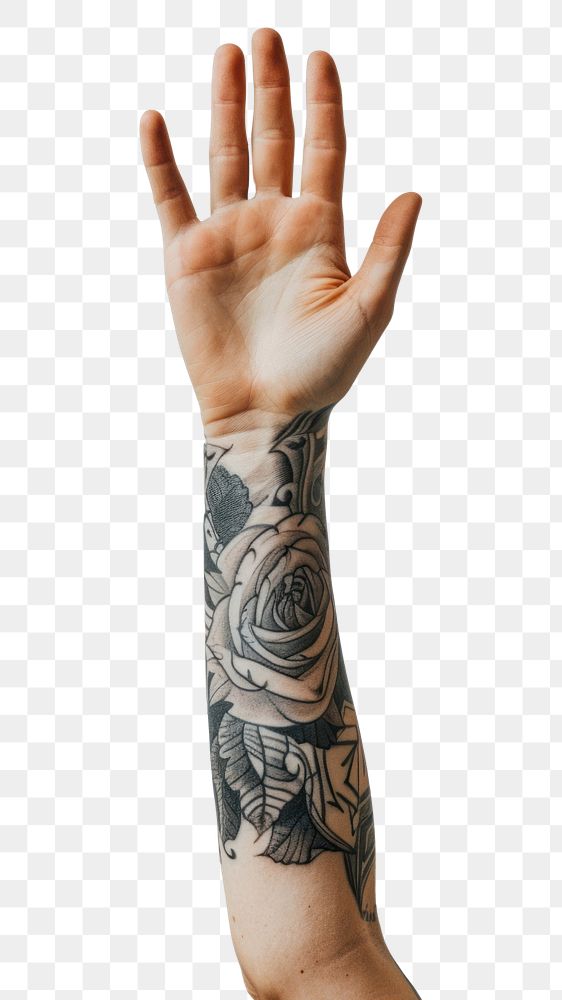 PNG Tattooed hand person finger human.