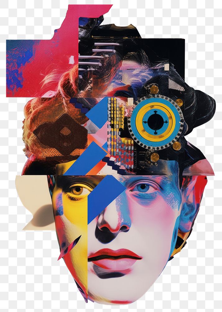 PNG Artificial intelligence collage graphics painting.