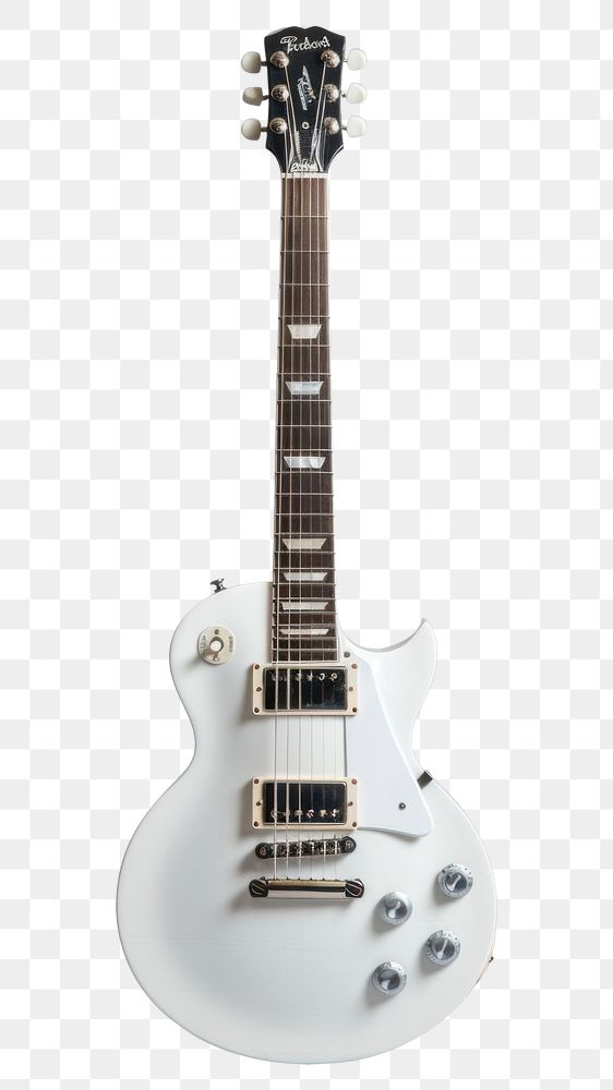 PNG LP shape guitar metallic white body with silver electric guitar musical instrument.