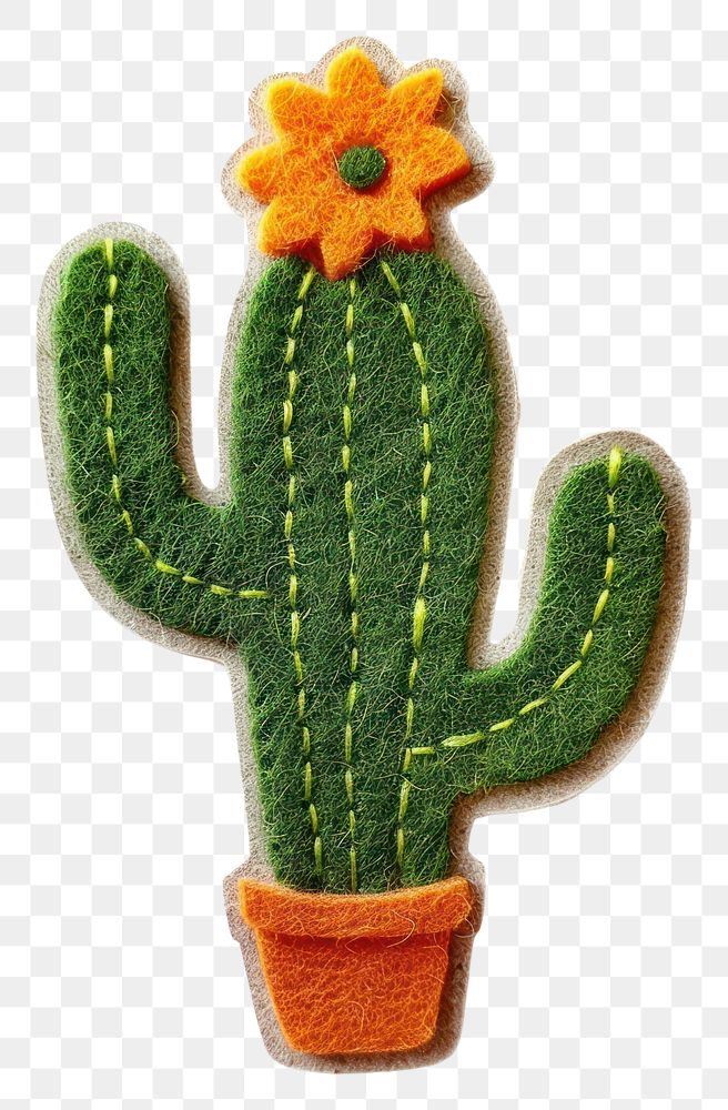 PNG Felt stickers of a single cactus plant.