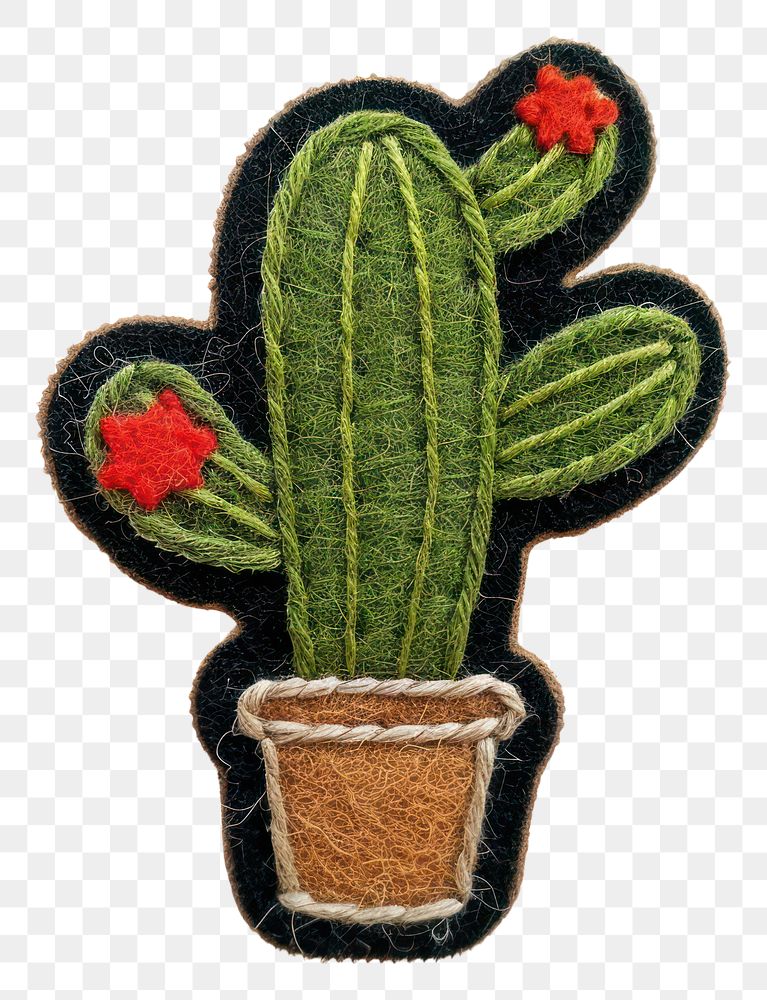 PNG Felt stickers of a single cactus plant.