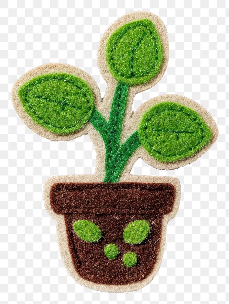 PNG Felt stickers of a single plant symbol cross leaf.