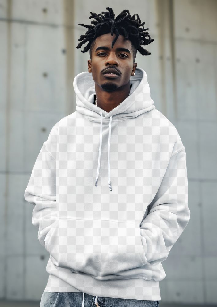 PNG men's hoodie mockup, transparent design