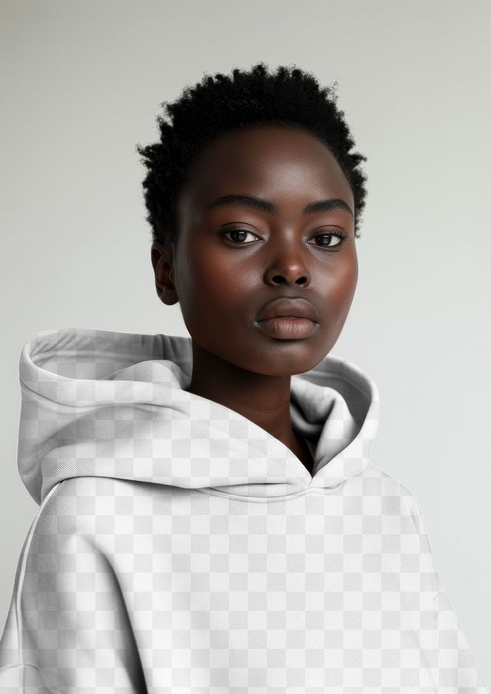 PNG women's hoodie mockup, transparent design