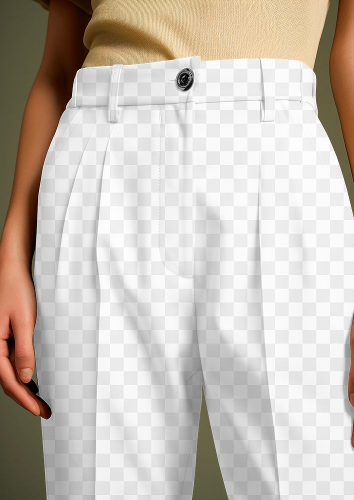 PNG women's high-waist trousers mockup, transparent design