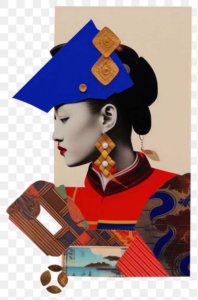 PNG  Mixed media collage art represent of traditional chinese cultural accessories photography graduation.