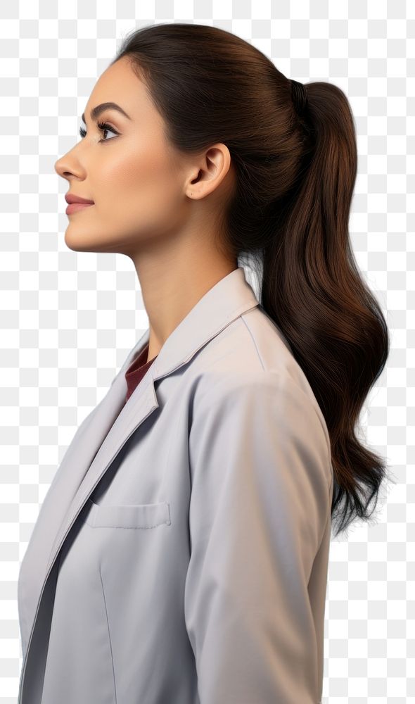 PNG Female doctor side portrait profile ponytail adult photo 
